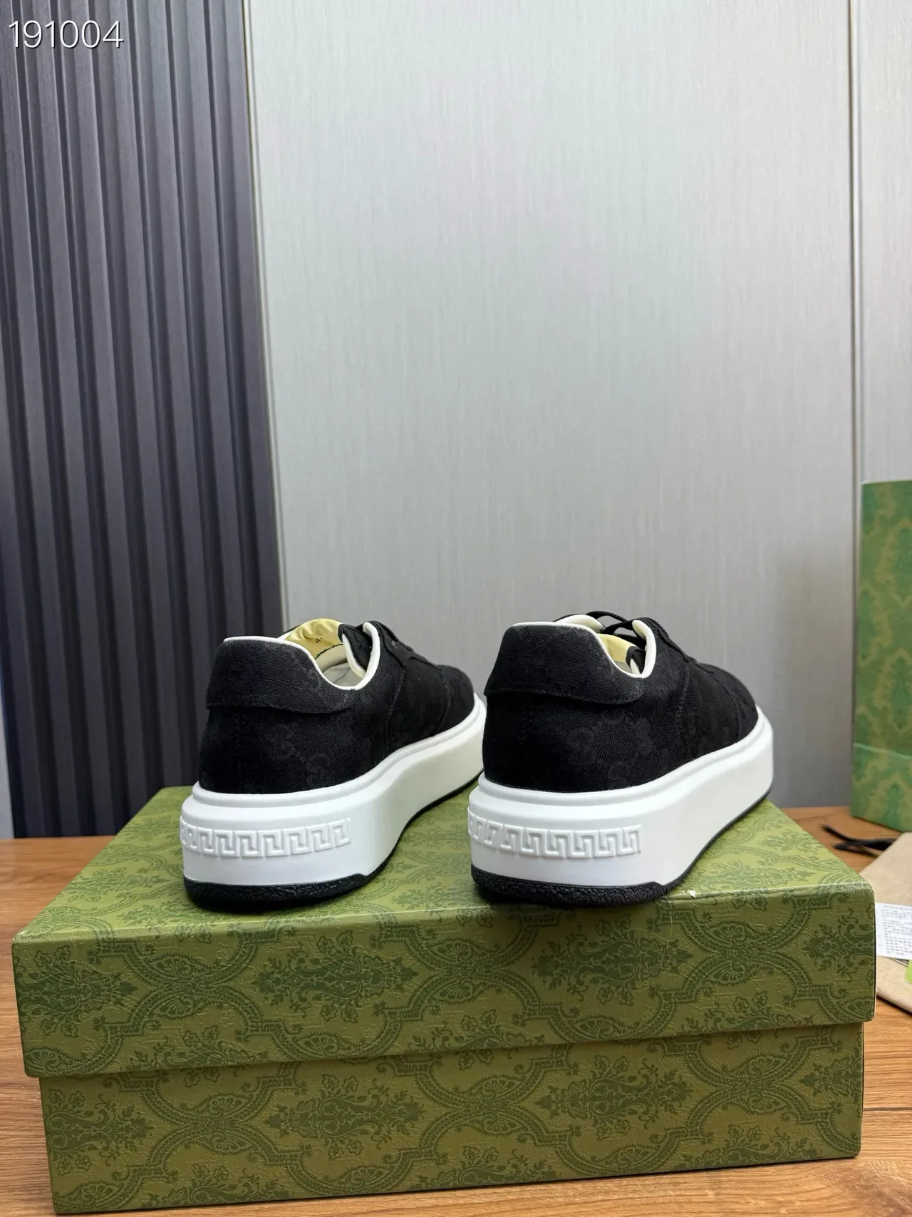 Gucci Black White Monogrammed Canvas Upper Chunky Platform Sole Lifestyle Sneakers 2