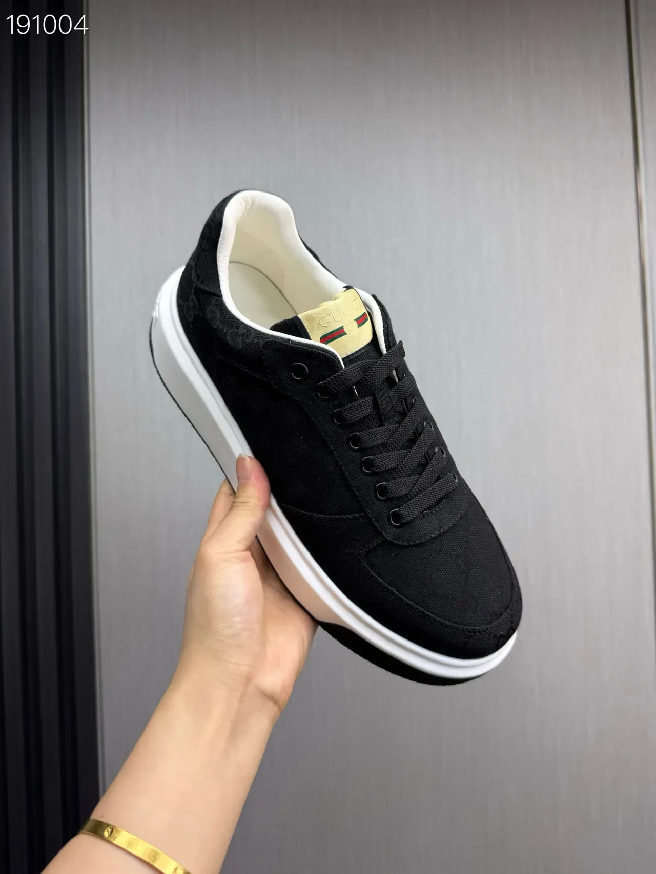 Gucci Black White Monogrammed Canvas Upper Chunky Platform Sole Lifestyle Sneakers 3