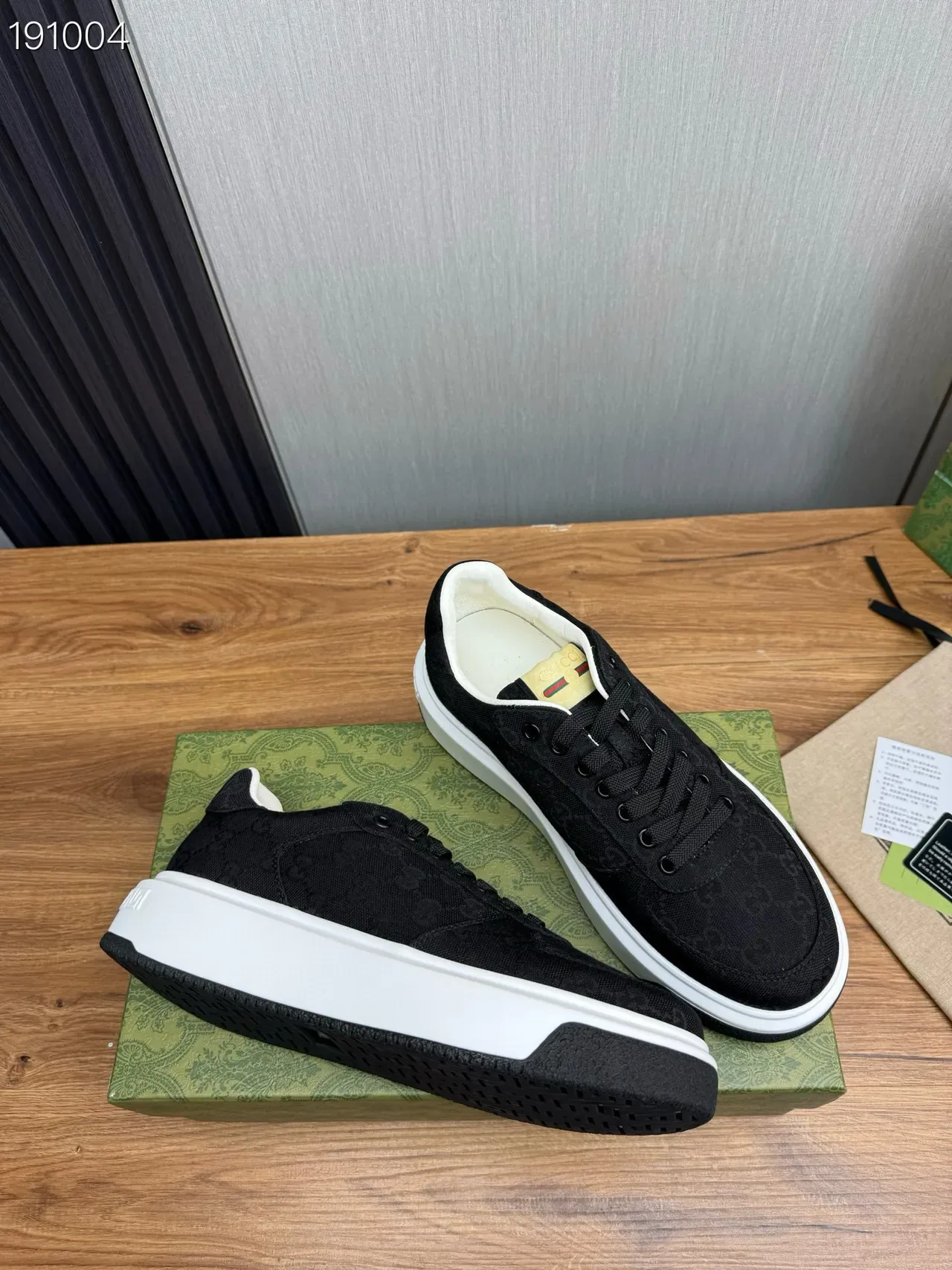 Gucci Black White Monogrammed Canvas Upper Chunky Platform Sole Lifestyle Sneakers 6
