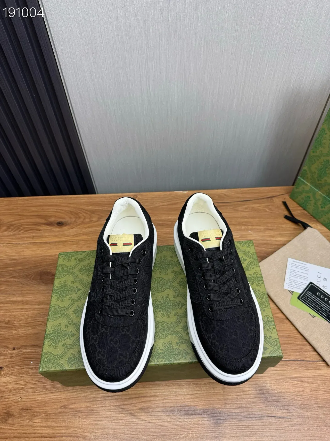 Gucci Black White Monogrammed Canvas Upper Chunky Platform Sole Lifestyle Sneakers 8