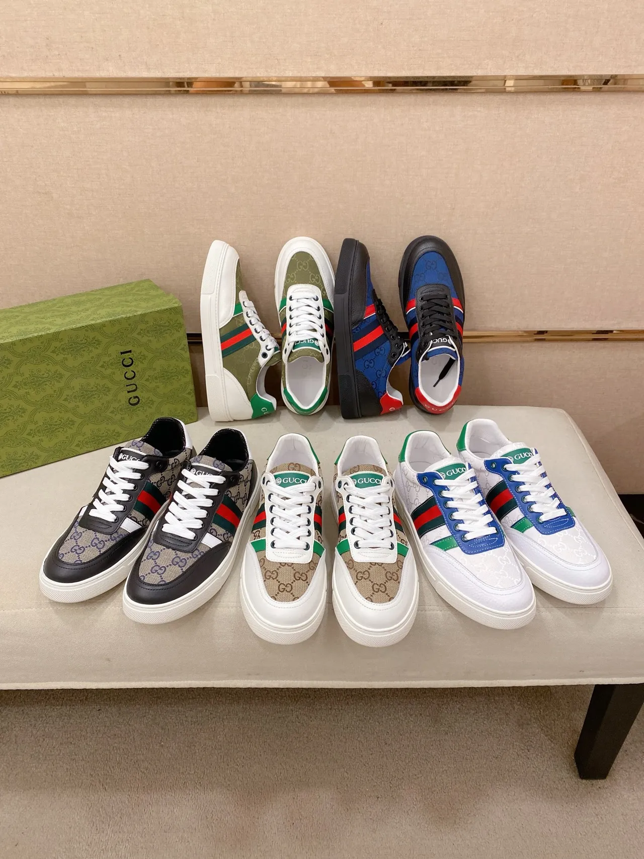 Gucci Blue Black GG Monogram Canvas Web Stripe Detail Lifestyle Sneakers 2