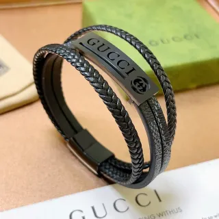 Gucci Braided Leather Double-Wrap Bracelet