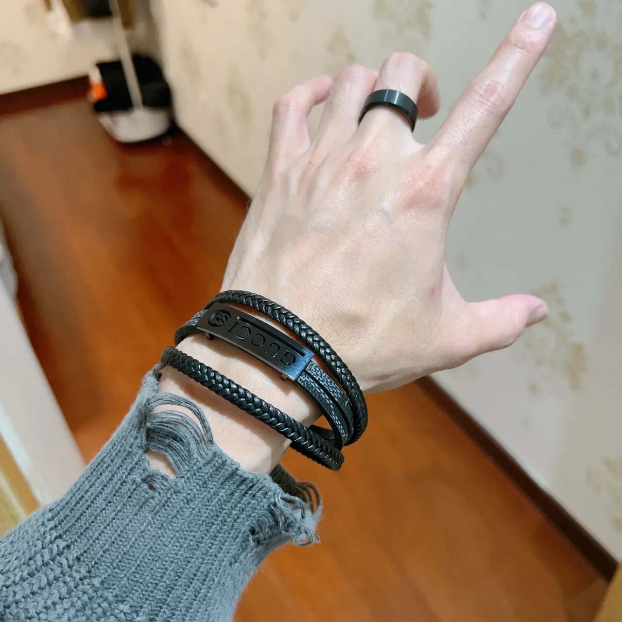 Gucci Braided Leather Double-Wrap Bracelet 3