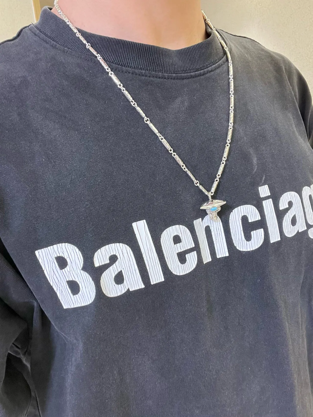 Gucci Bull Head Pendant Silver Blue Engraved Link Chain Necklace 2