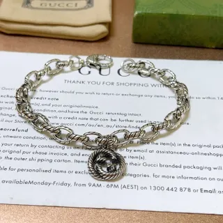 Gucci Dionysus Silver Black Twisted Rope-Link Chain Oxidized Finish Bracelet