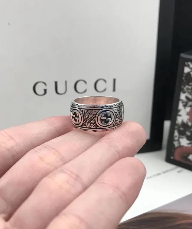 Gucci Dionysus Silver Green Ornate Lion-Head Detailing Cabochon Stone Ring 3