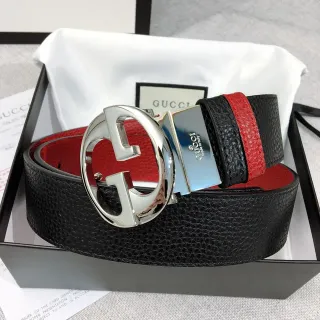 Gucci Double G कालो এবং লाल Web চামড়া বেল্ট