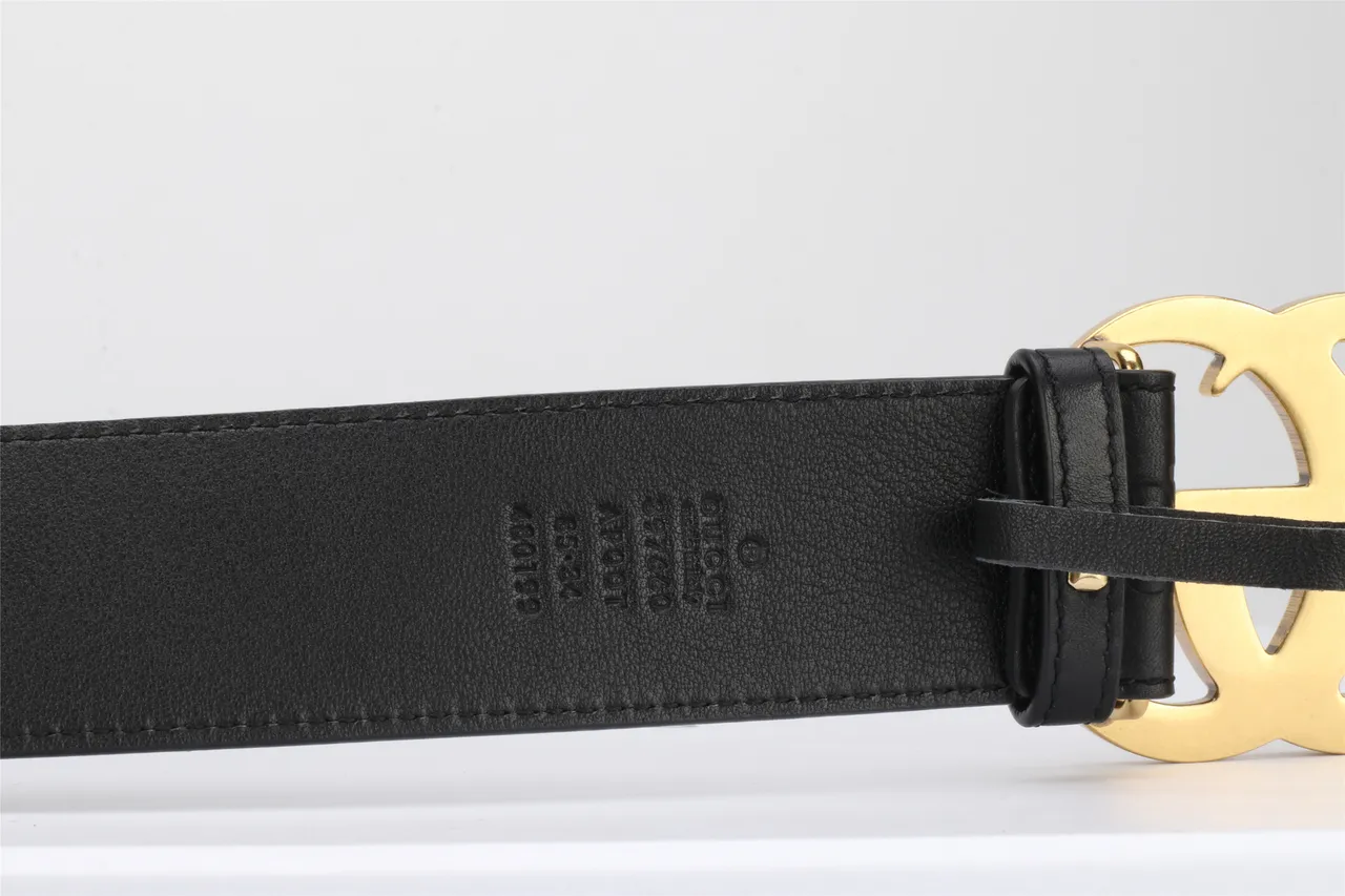 Gucci Double G ceinture noire dorée embossée GG Monogram Polished Buckle cuir 6