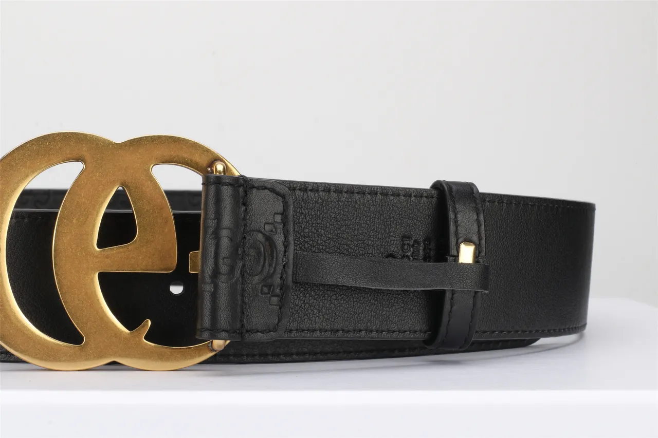 Gucci Double G ceinture noire dorée embossée GG Monogram Polished Buckle cuir 7