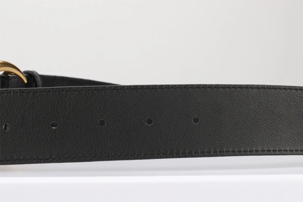 Gucci Double G ceinture noire dorée embossée GG Monogram Polished Buckle cuir 8