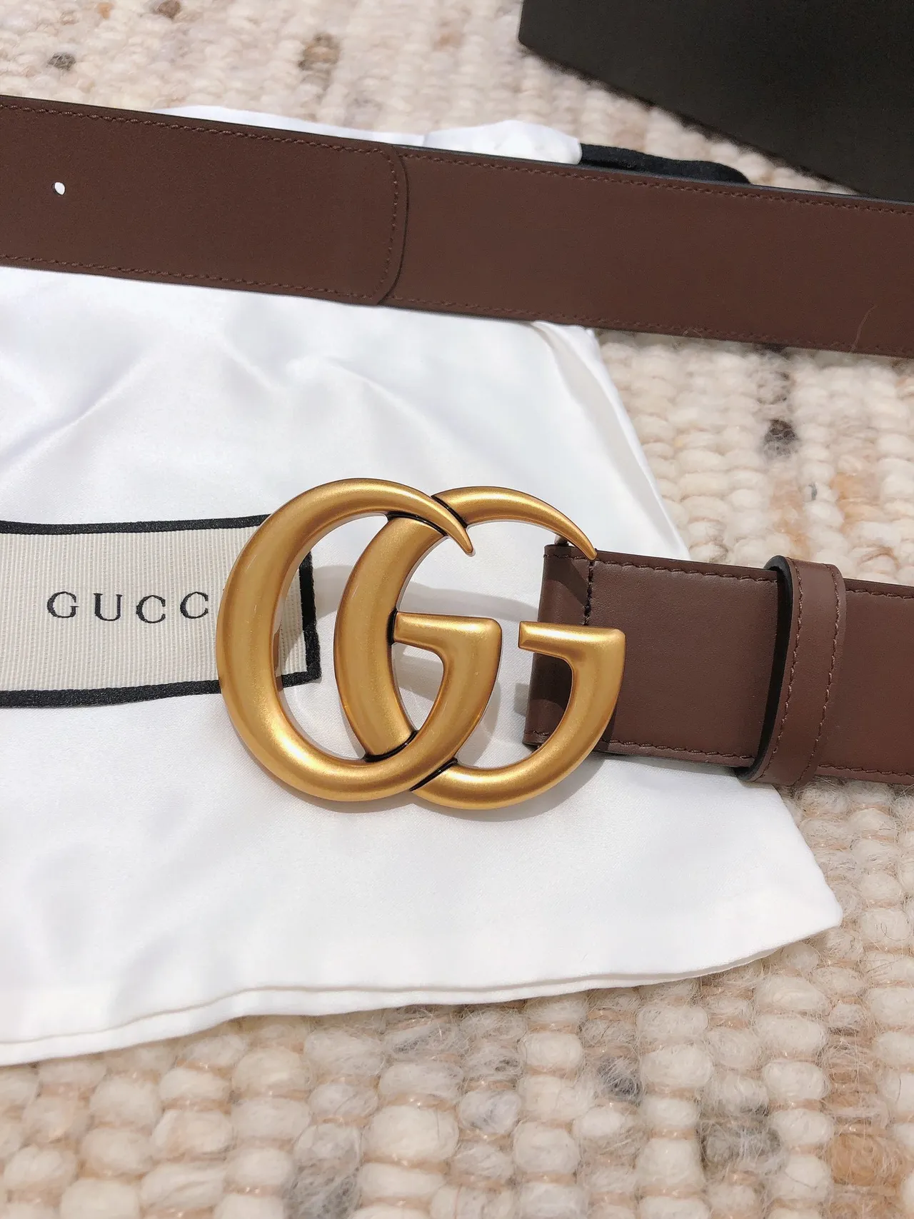 Gucci Double G Ceinture Marron et Beige Réversible en Cuir 2