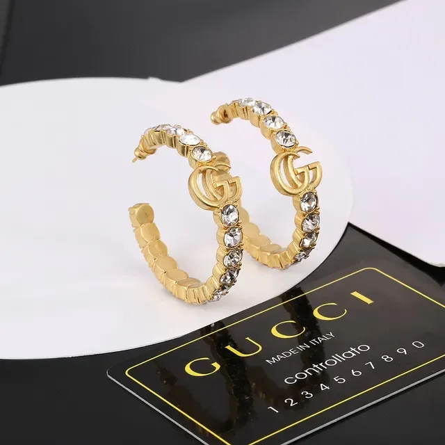 Gucci Double G Crystal Ear Cuffs Multicolor and Clear Earrings 4