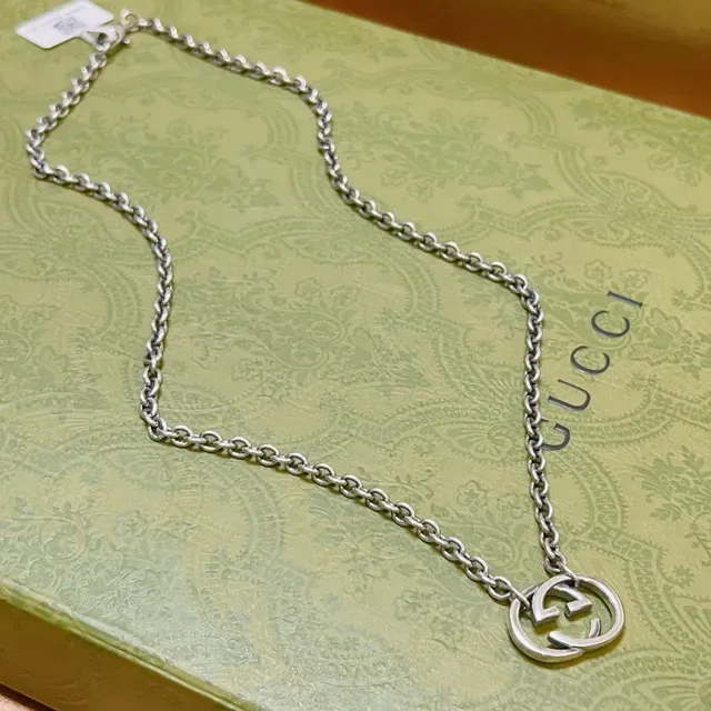 Gucci Double G Interlocking Logo Silver-Tone Chain Necklace 3
