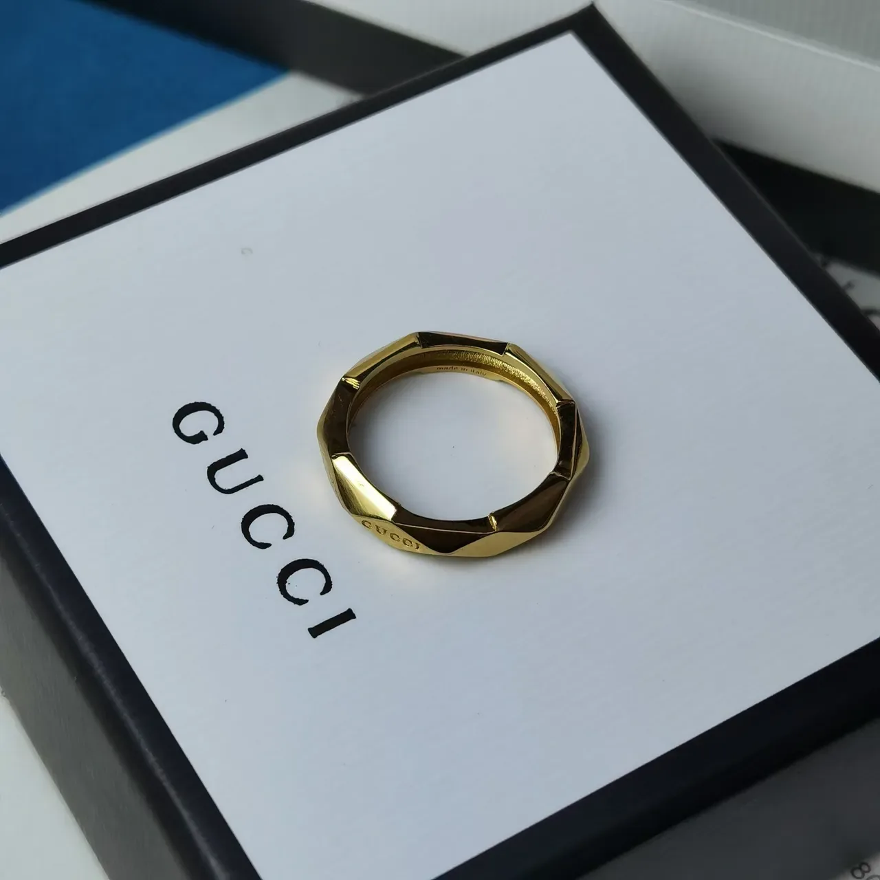 Gucci Faceted Geometric Gold Ring 6