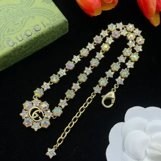 Gucci Floral Crystal Interlocking G Pendentif