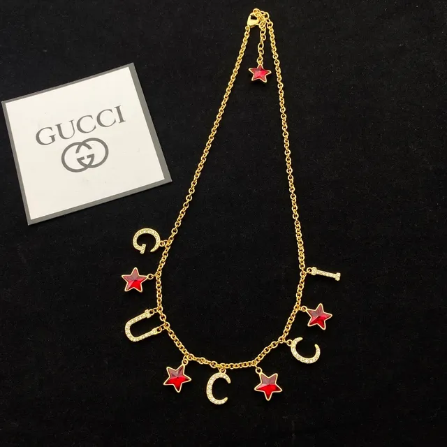 Gucci Jardin Chaîne Or Rouge Émaillée Étoiles Collier 7