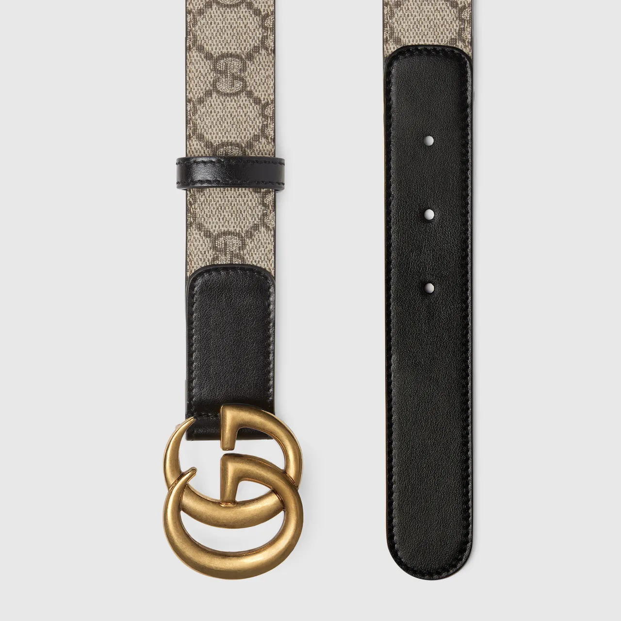 Gucci GG Marmont Beige Monogram Canvas and Black Leather Belt 4