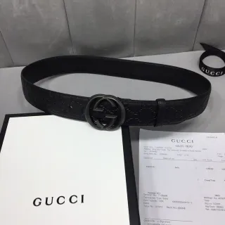 Gucci GG Marmont Black Embossed Monogram Leather Belt