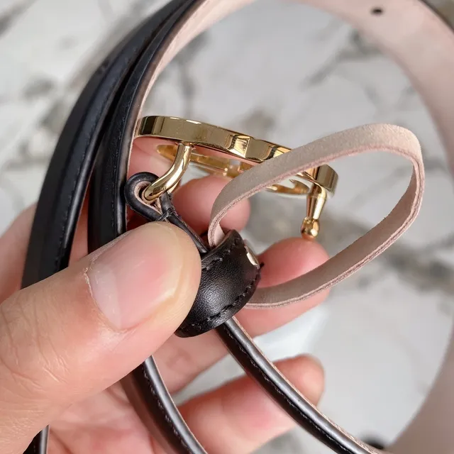 Gucci GG Marmont Black Gold Slim-Profile Smooth Leather Belt 3