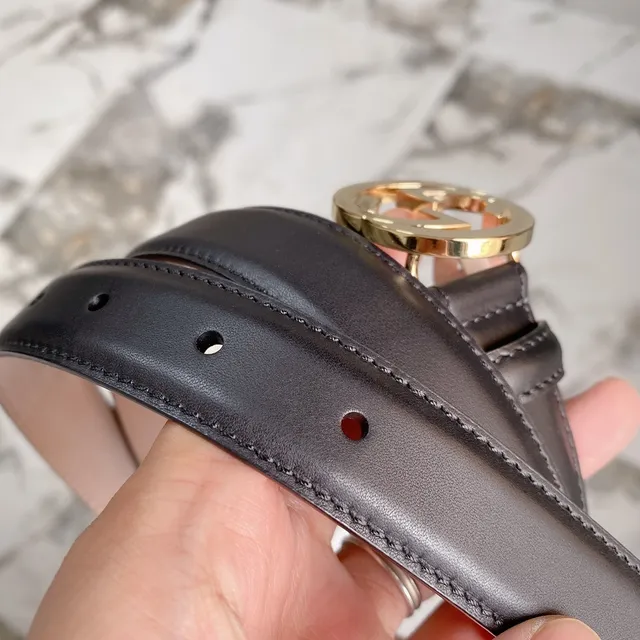 Gucci GG Marmont Black Gold Slim-Profile Smooth Leather Belt 4