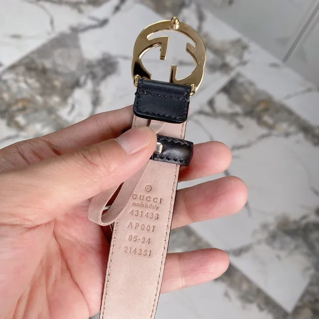 Gucci GG Marmont Black Gold Slim-Profile Smooth Leather Belt 7