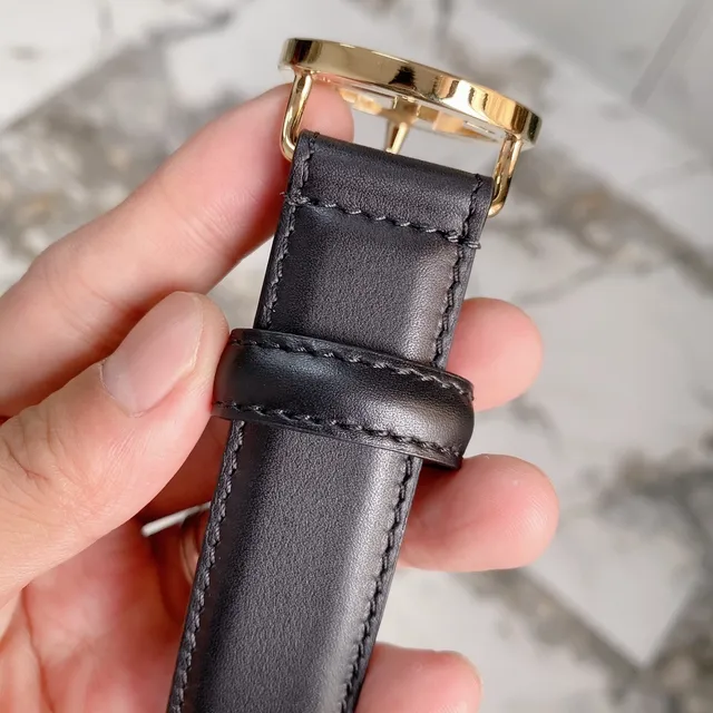 Gucci GG Marmont Black Gold Slim-Profile Smooth Leather Belt 8
