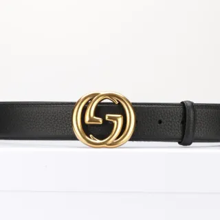 Gucci GG Marmont Black Pebbled Leather Belt