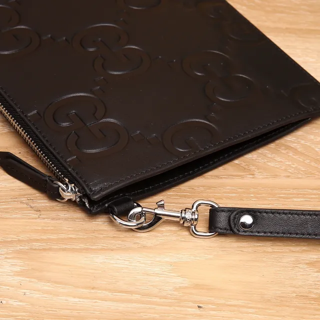 Gucci GG Marmont Clutch Black Embossed Leather Envelope Clutch 5