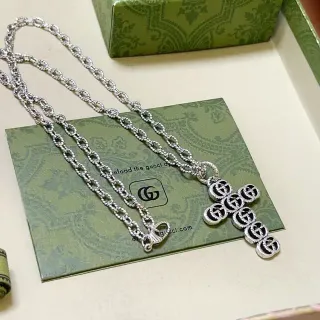 Gucci GG Marmont Cross Pendant Silver Necklace