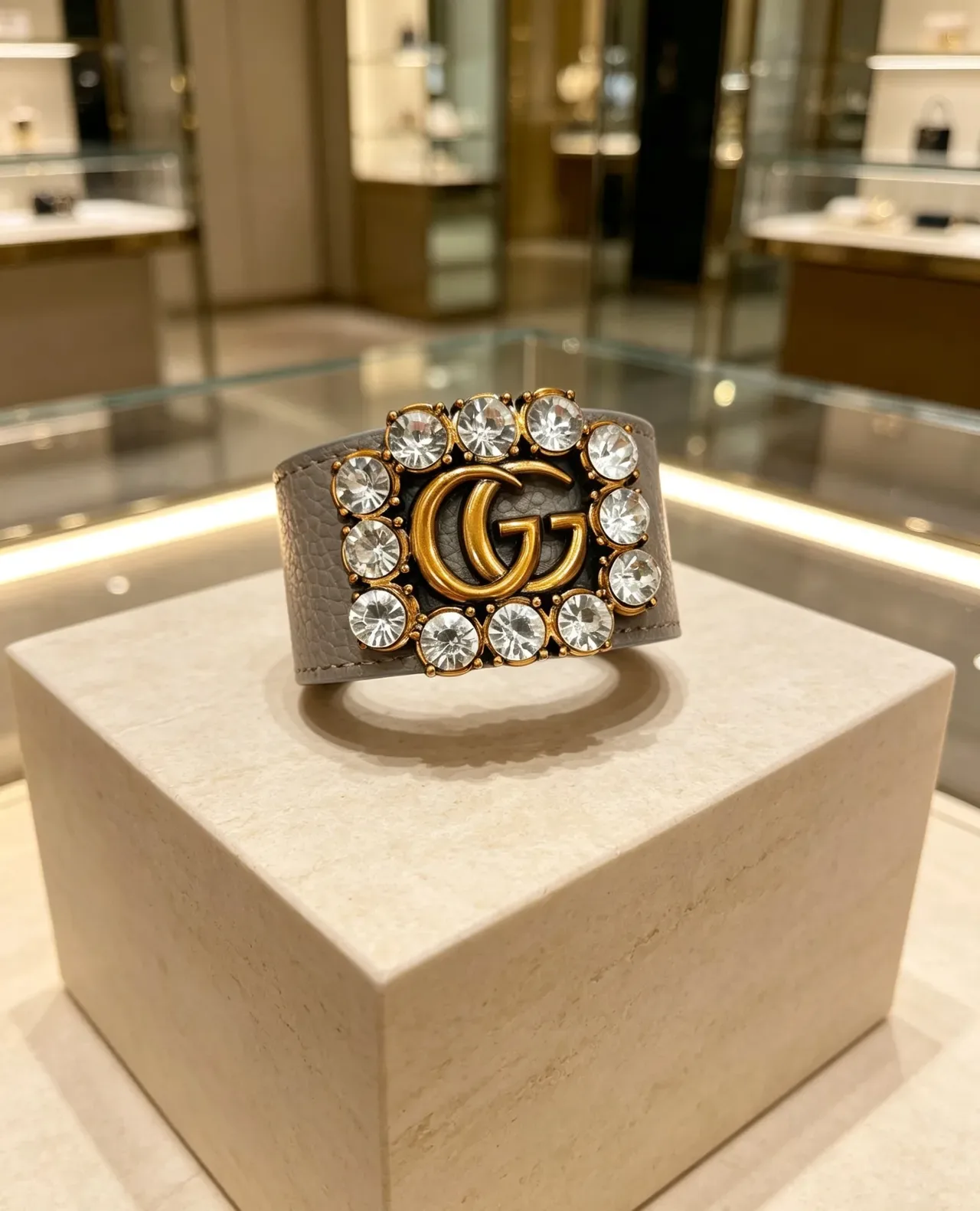 Gucci GG Marmont Crystal-Embellished Leather Belt 4