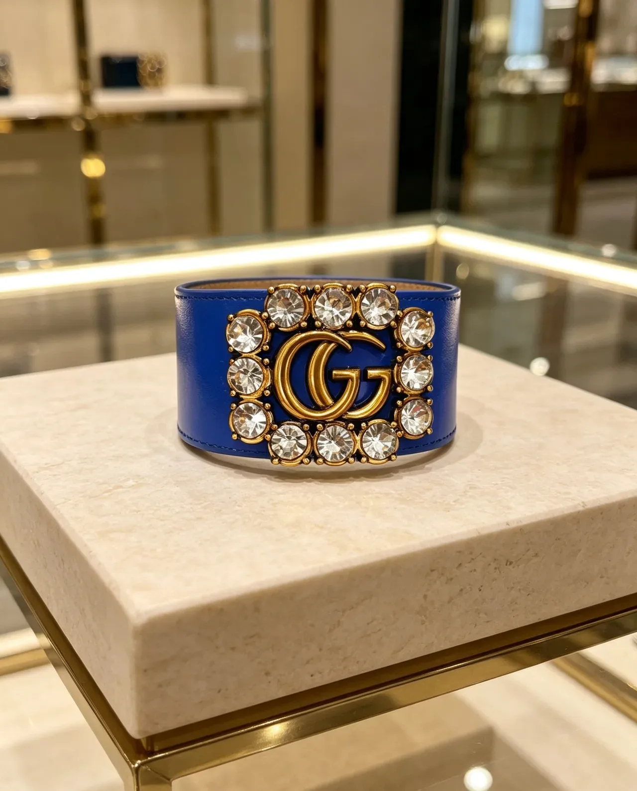 Gucci GG Marmont Crystal-Embellished Leather Belt 5