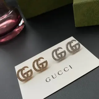 Gucci GG Marmont Crystal-Encrusted Double G Stud Earrings