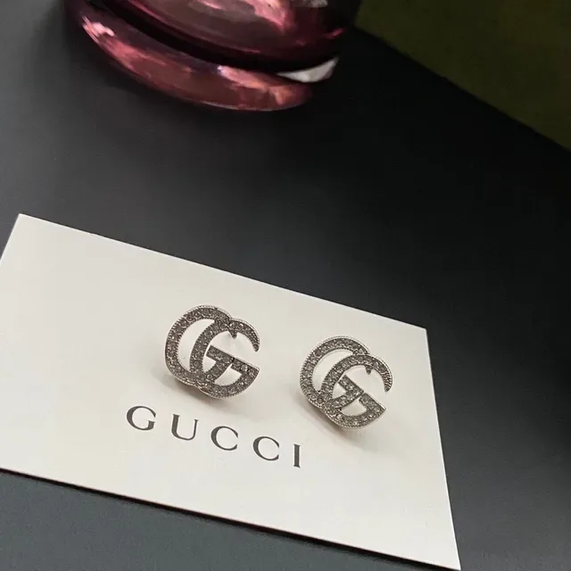 Gucci GG Marmont Crystal-Encrusted Double G Stud Earrings 3