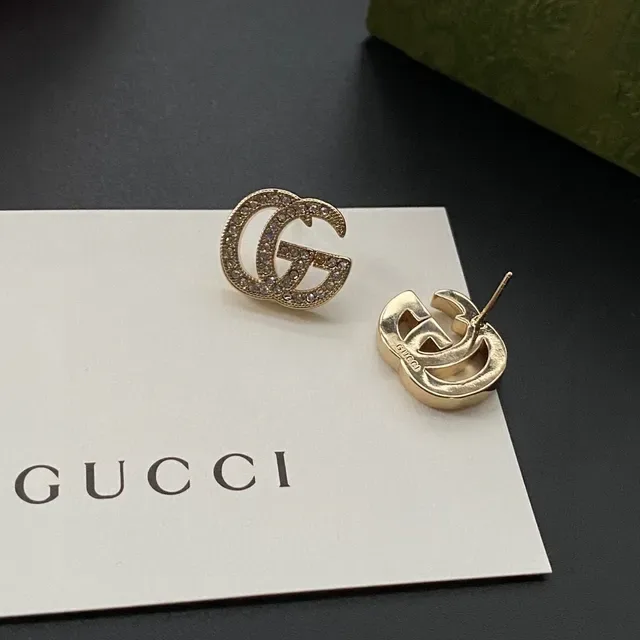Gucci GG Marmont Crystal-Encrusted Double G Stud Earrings 4