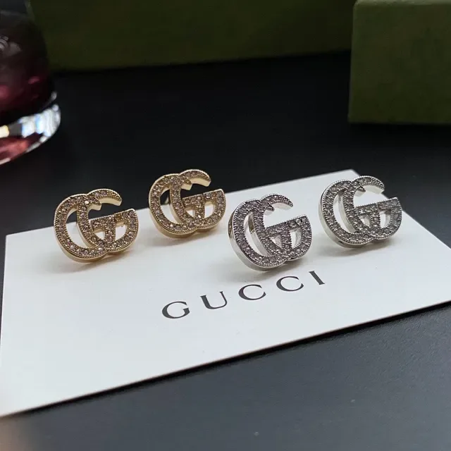 Gucci GG Marmont Crystal-Encrusted Double G Stud Earrings 5