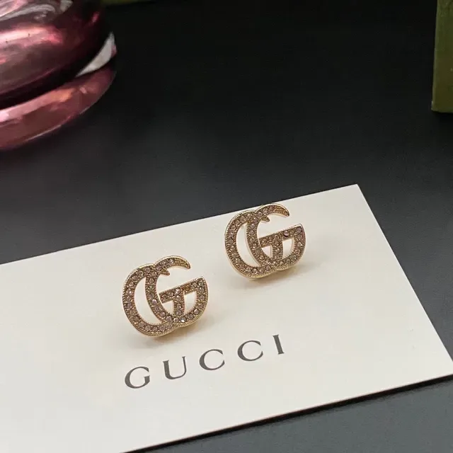 Gucci GG Marmont Crystal-Encrusted Double G Stud Earrings 6