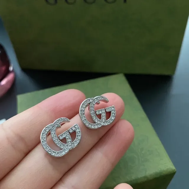 Gucci GG Marmont Crystal-Encrusted Double G Stud Earrings 7
