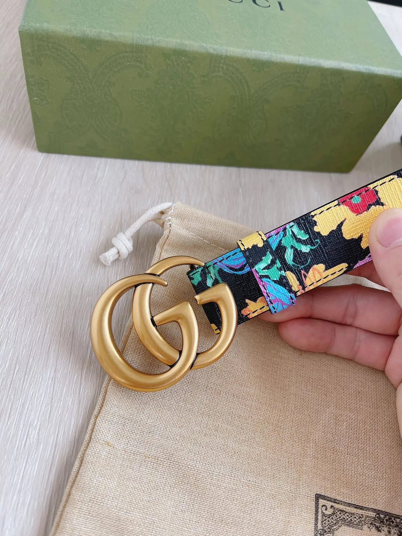 Gucci GG Marmont Floral Print Leather Belt 5
