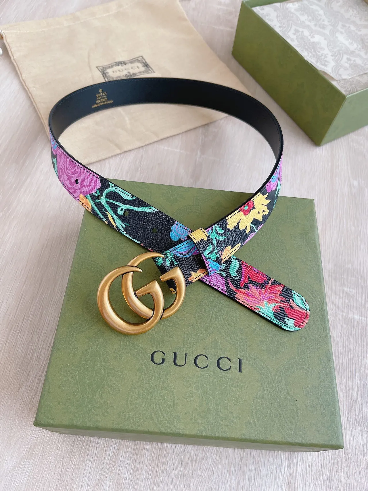 Gucci GG Marmont Floral Print Leather Belt 6