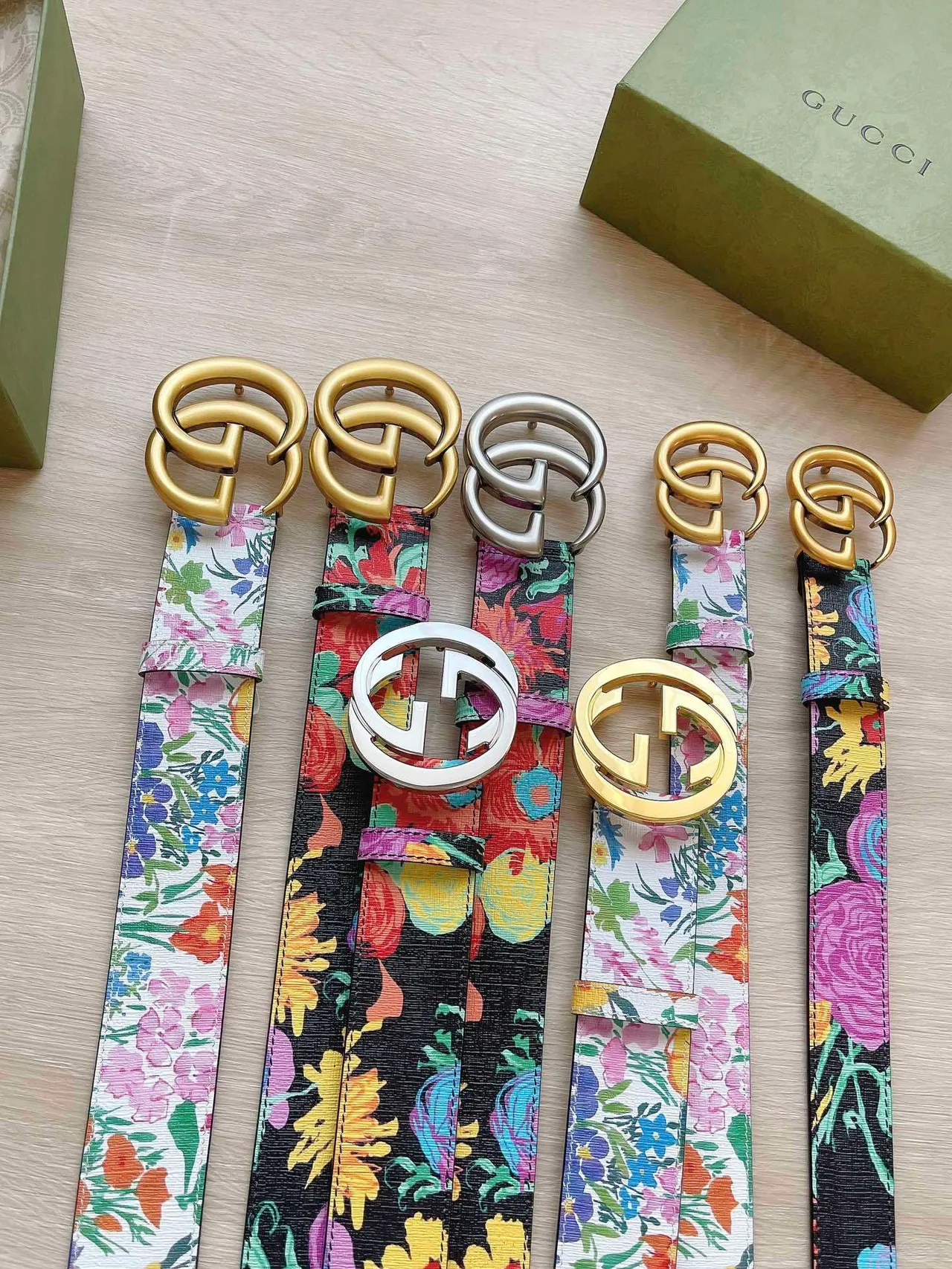 Gucci GG Marmont Floral Print Leather Belt 9