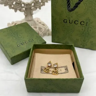 Gucci GG Marmont Gold Beige Interlocking Double-G Earrings