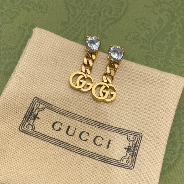 Gucci GG Marmont Gold Beige Interlocking Double-G Earrings 3