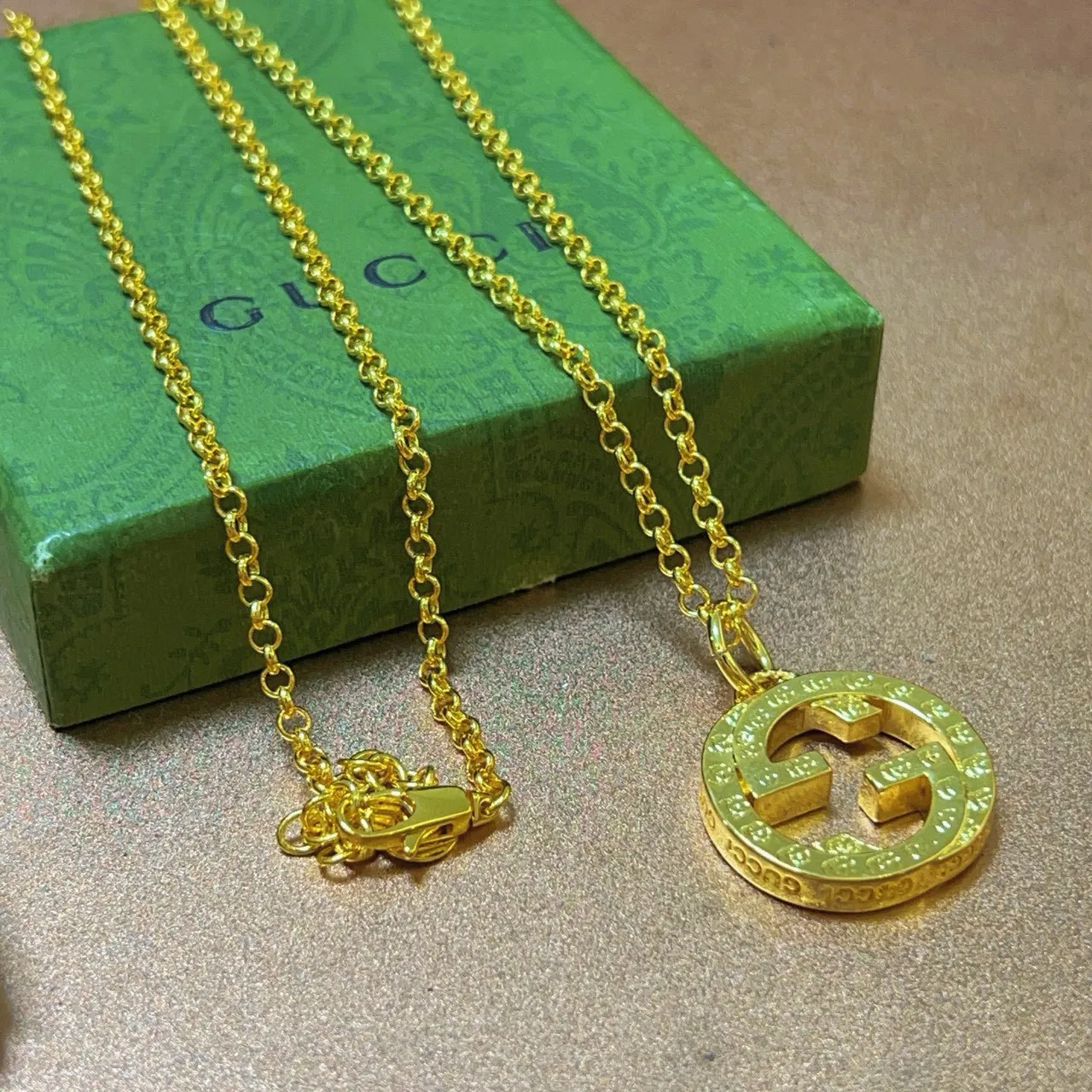 Gucci GG Marmont Gold-Tone Double G Pendant Necklace 3