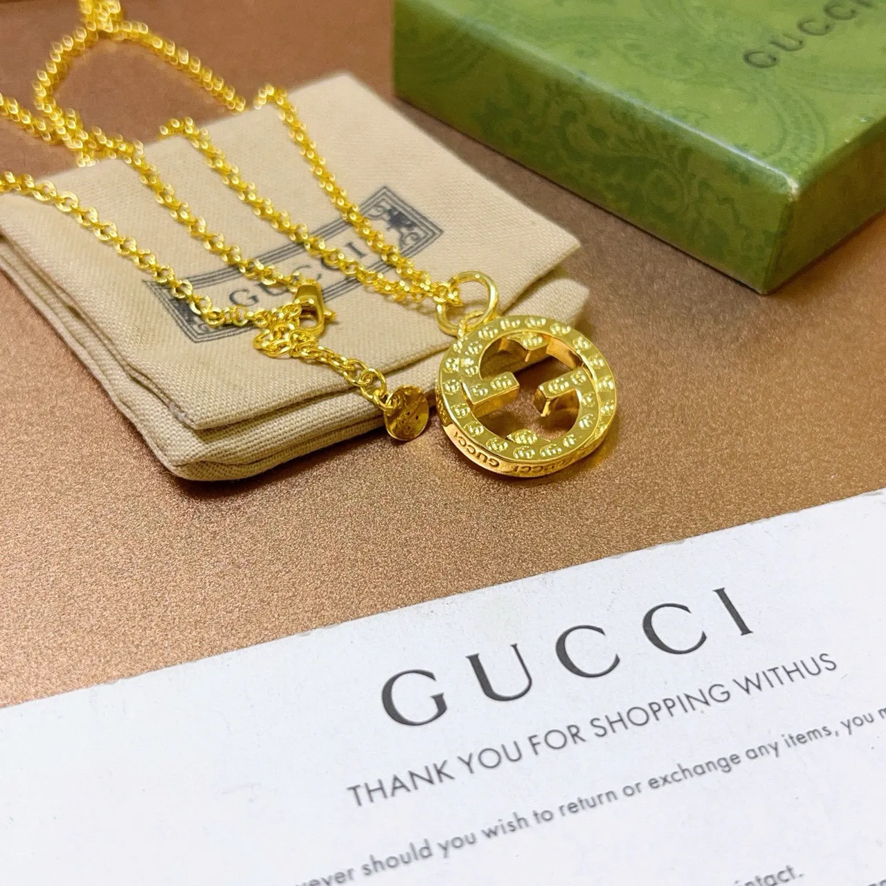 Gucci GG Marmont Gold-Tone Double G Pendant Necklace 6