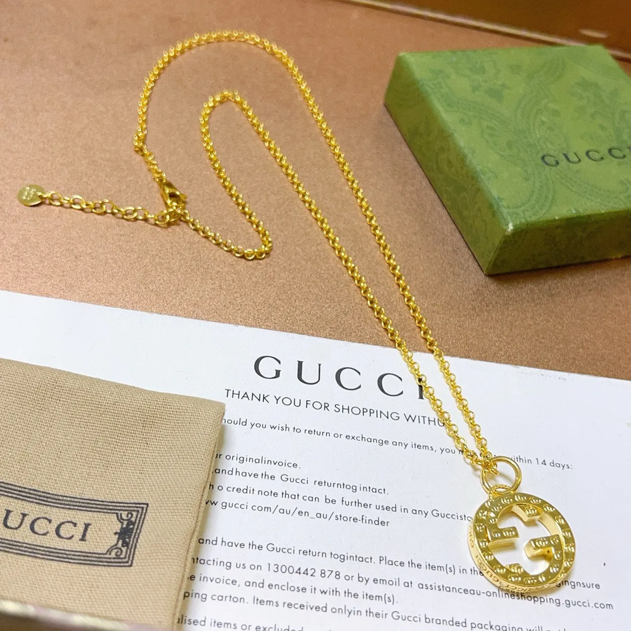 Gucci GG Marmont Gold-Tone Double G Pendant Necklace 9