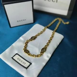 Gucci GG Marmont 金色调互锁 GG 链条项链