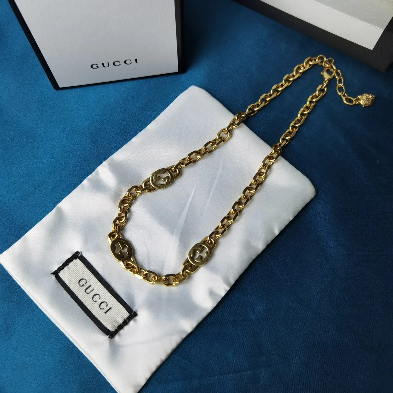 Gucci GG Marmont Gold-Tone Interlocking GG Chain Necklace 2