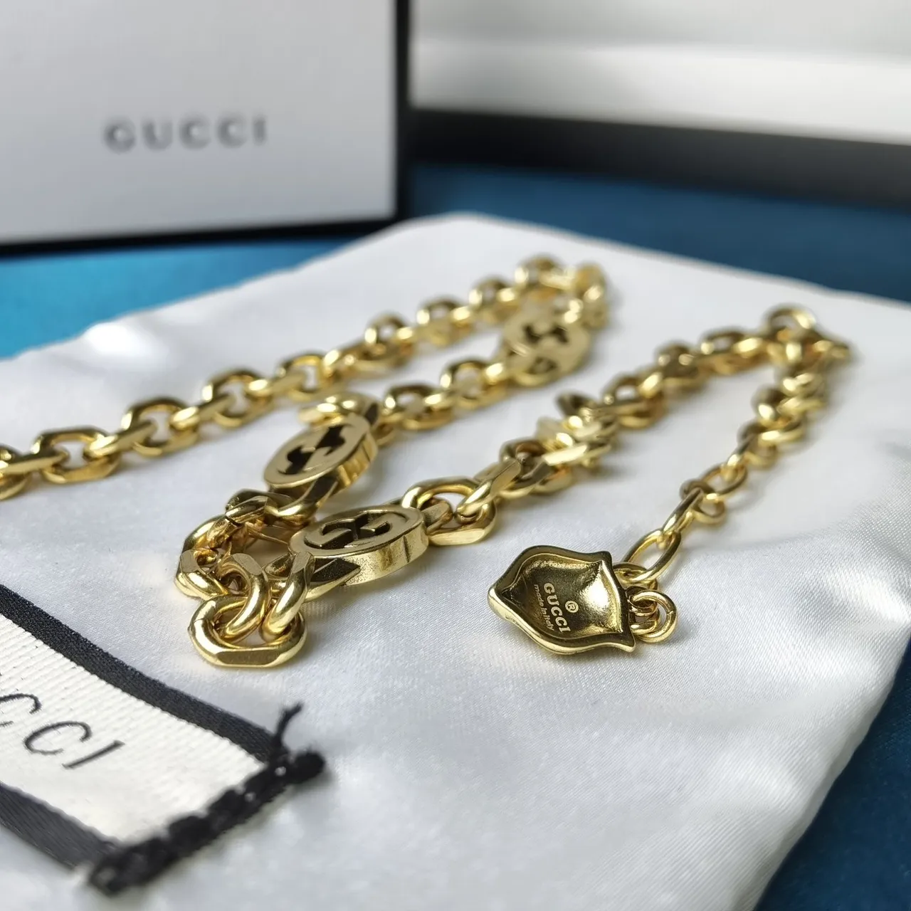 Gucci GG Marmont Gold-Tone Interlocking GG Chain Necklace 4