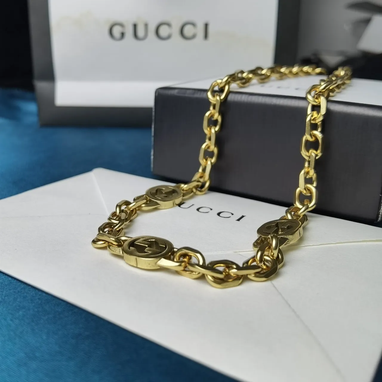 Gucci GG Marmont Gold-Tone Interlocking GG Chain Necklace 5