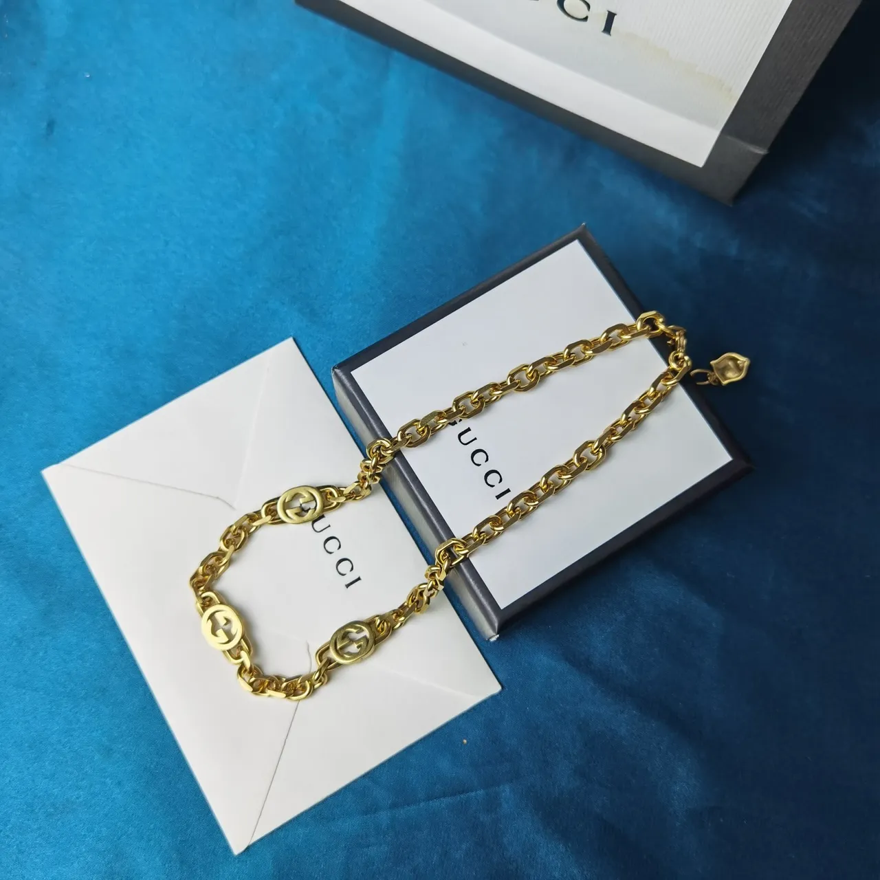 Gucci GG Marmont Gold-Tone Interlocking GG Chain Necklace 6